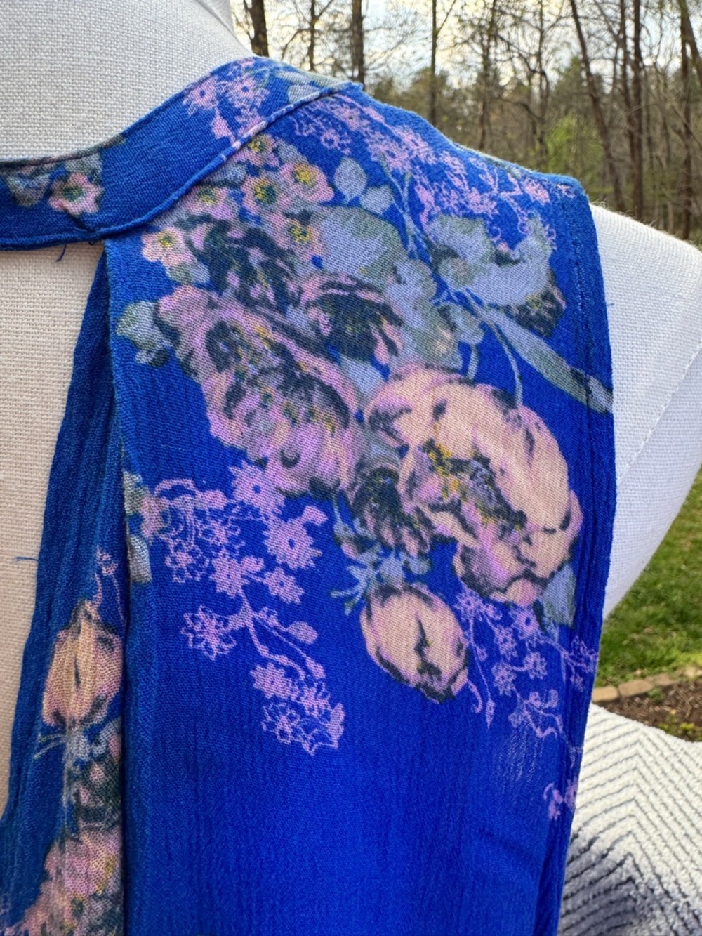 Free People Tree Swing Boho blue floral tunic dress Spring Date Fun Comfortable - Picture 3 of 8